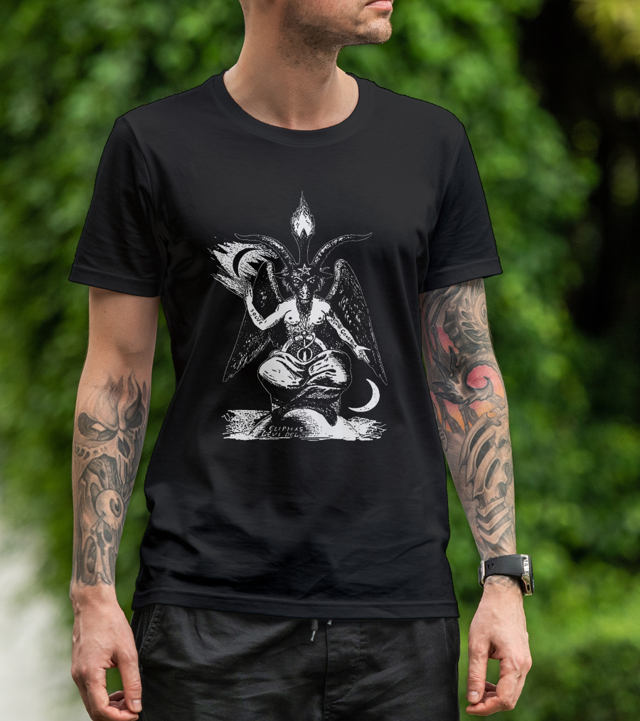 Baphomet Eliphas Levi Symbol With Wings And Crescent Moons T-Shirt