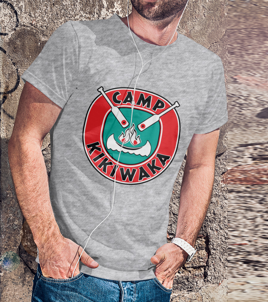 Camp Kikiwaka Logo With Canoe And Campfire Emblem T-Shirt