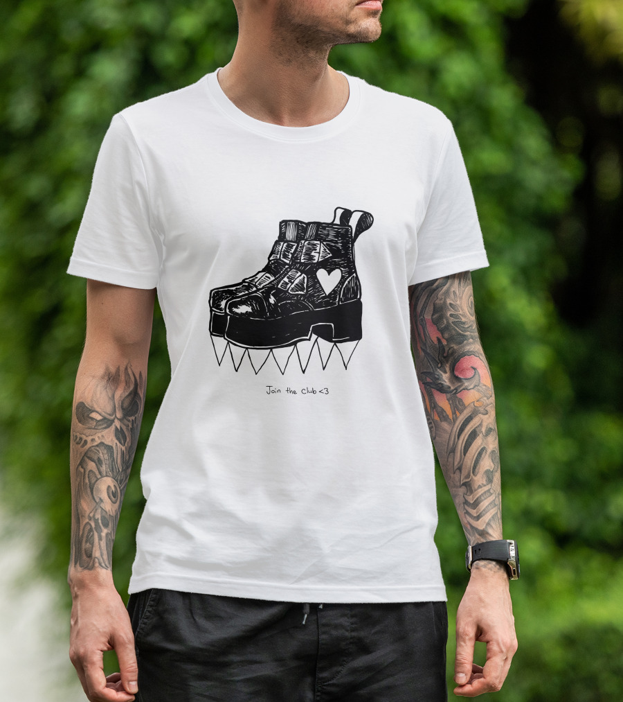 Join The Club Deathstud Boots Merch Heart Platform T-Shirt