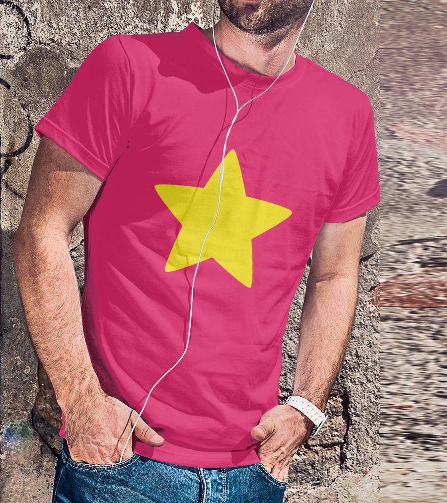 Steven Universe Yellow Star On Pink Background Cosplay T-Shirt