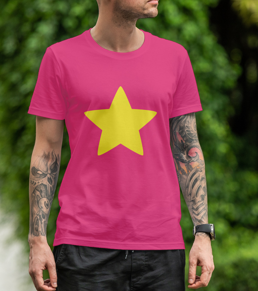Steven Universe Yellow Star On Pink Background Cosplay T-Shirt
