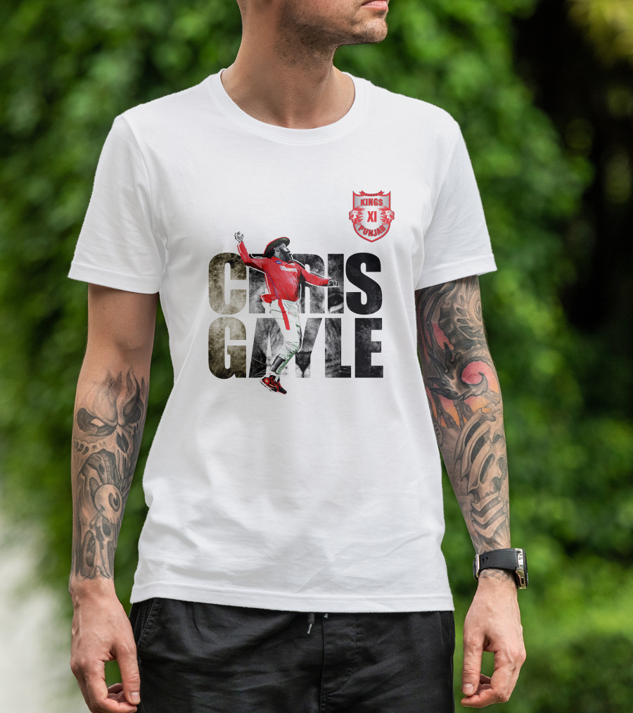 Chris Gayle Kings XI Punjab The King Crown Of The Jungle T-Shirt