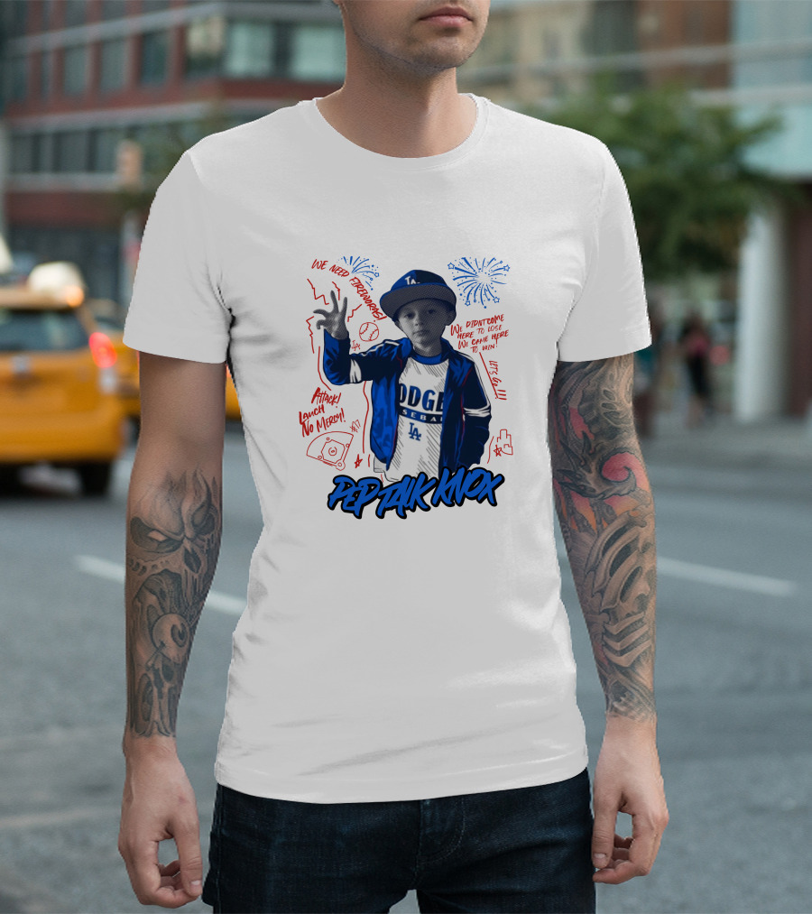 Los Angeles Dodgers Baseball Fireworks Pep Talk Knox Attack Lunch No Mercy T-Shirt