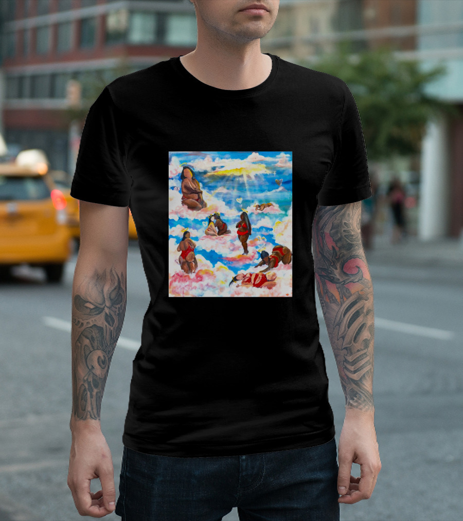 Fat Angels in Cloudscape with Hearts T-Shirt