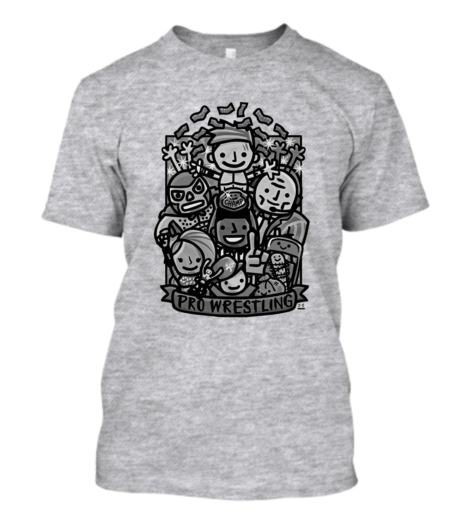 Ofooro Champ Celebration Pro Wrestling Cartoon Characters T-Shirt