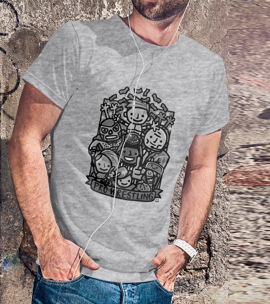 Ofooro Champ Celebration Pro Wrestling Cartoon Characters T-Shirt