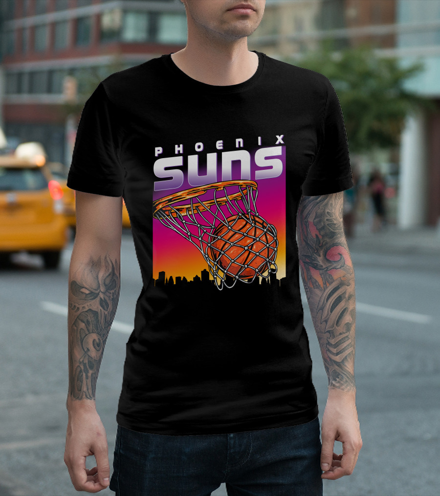 Phoenix Suns Modern Basketball Skyline Sunset T-Shirt