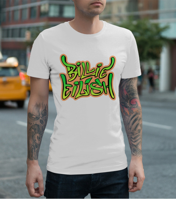 Billie Eilish Green Groovy Text Merch T-Shirt