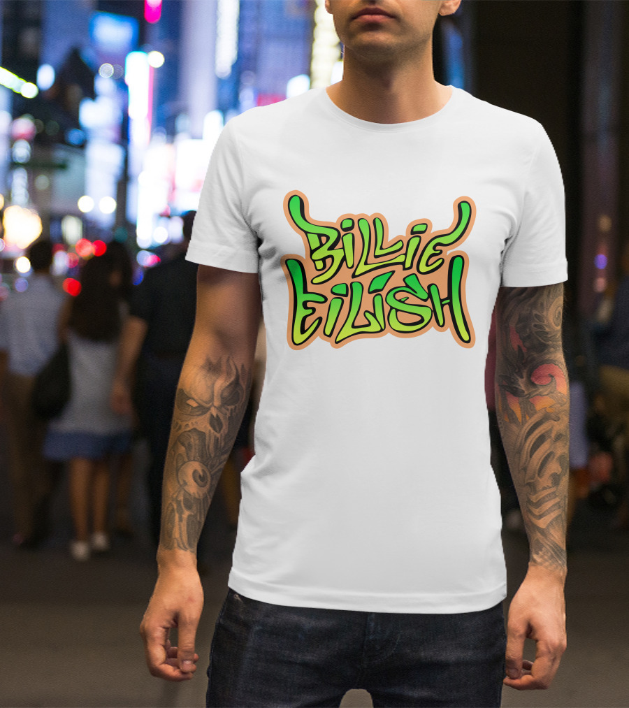 Billie Eilish Green Groovy Text Merch T-Shirt