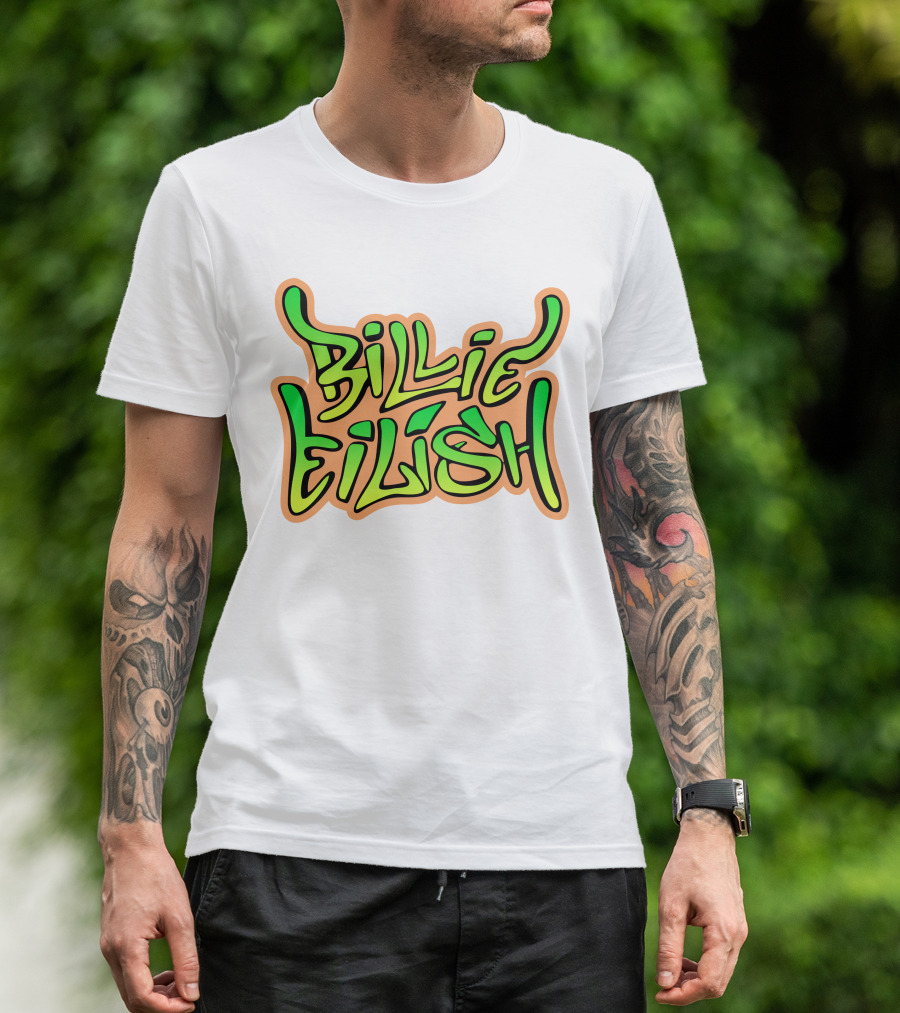 Billie Eilish Green Groovy Text Merch T-Shirt