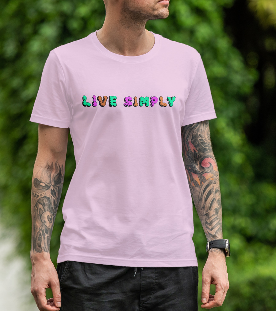 Simply64store Live Simply Playful Colorful Typography T-Shirt