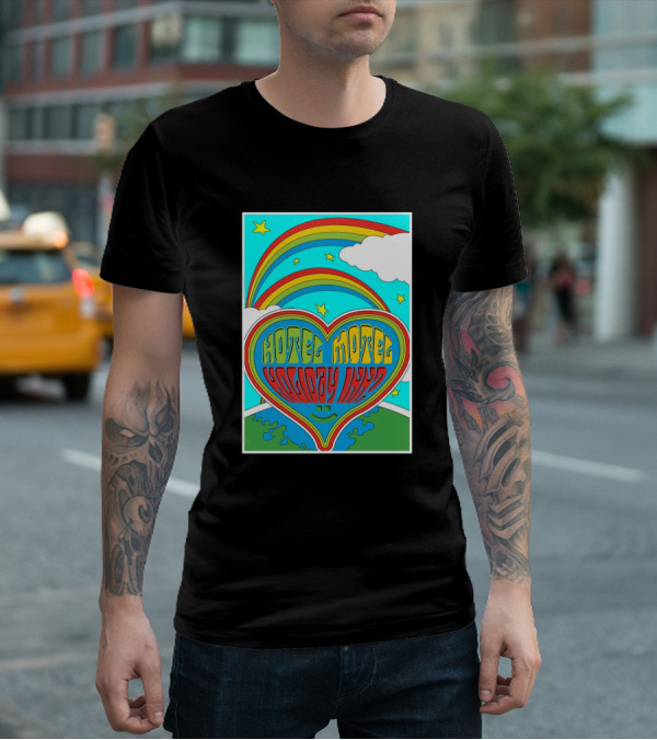 Sarahbaska Hotel Motel Holiday 1973 Rainbow Earth Heart T-Shirt
