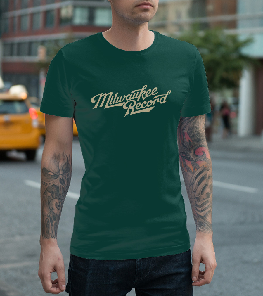 Milwaukee Record Forest Green Script T-Shirt