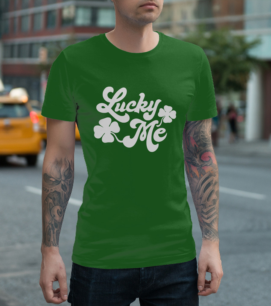 Charlie Hustle Lucky Me St Patrick's Day Green Shamrock T-Shirt