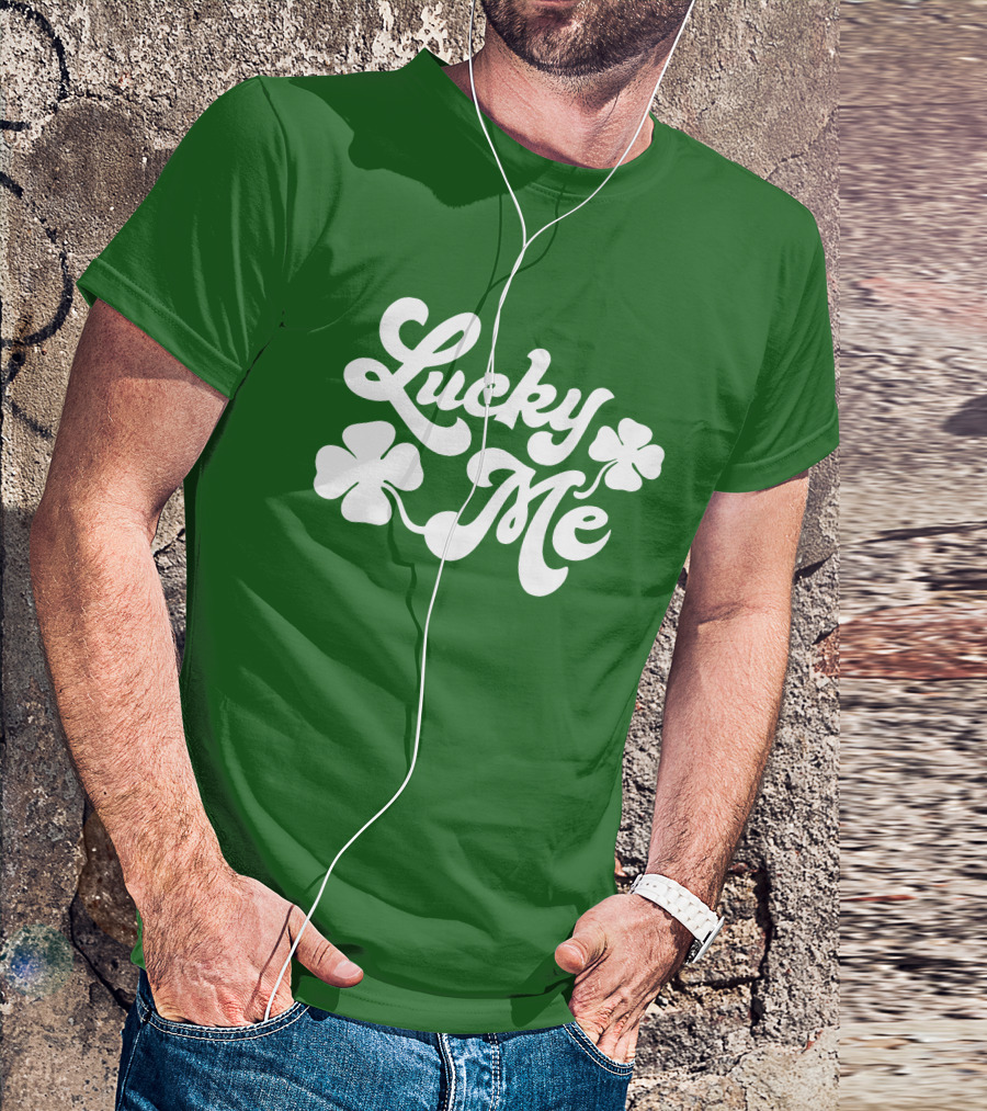 Charlie Hustle Lucky Me St Patrick's Day Green Shamrock T-Shirt