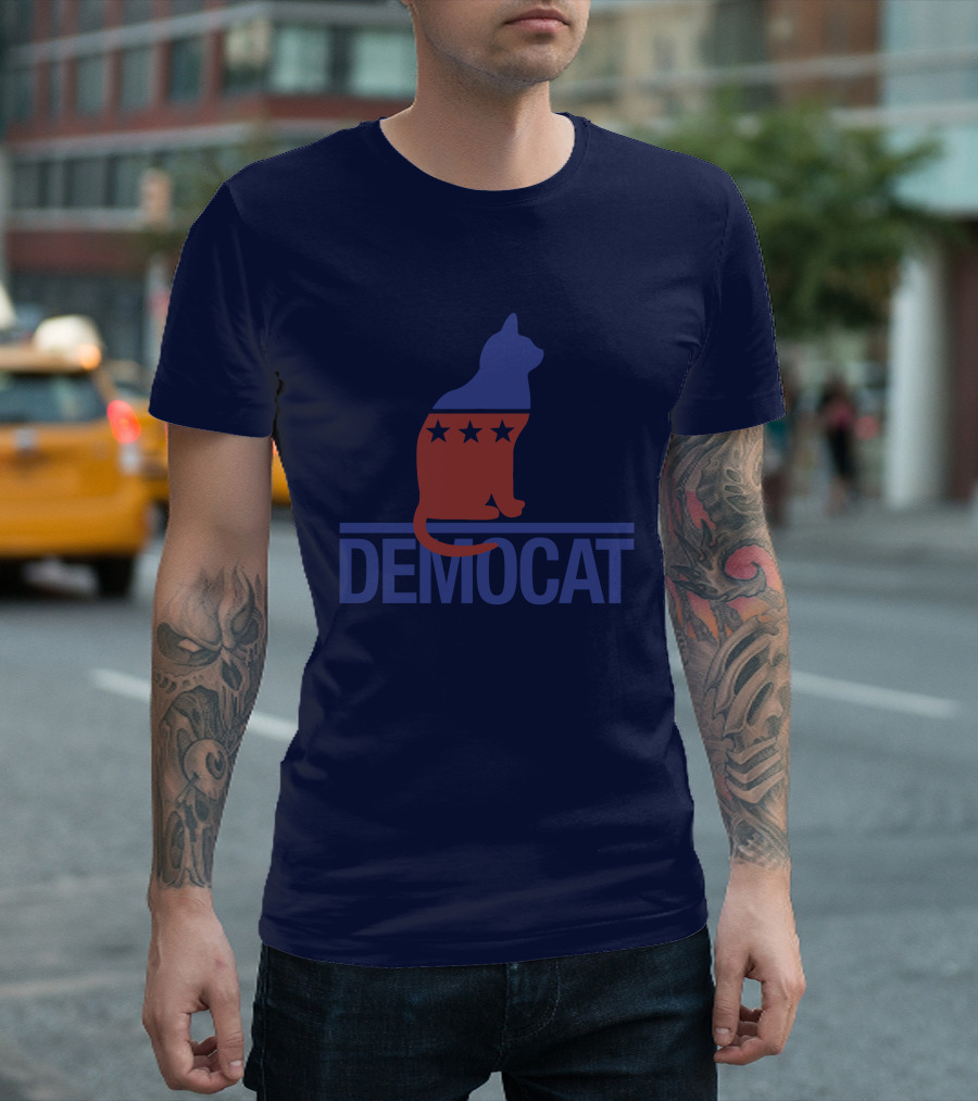 Democat Democrat Cat Political Stars Patriot T-Shirt