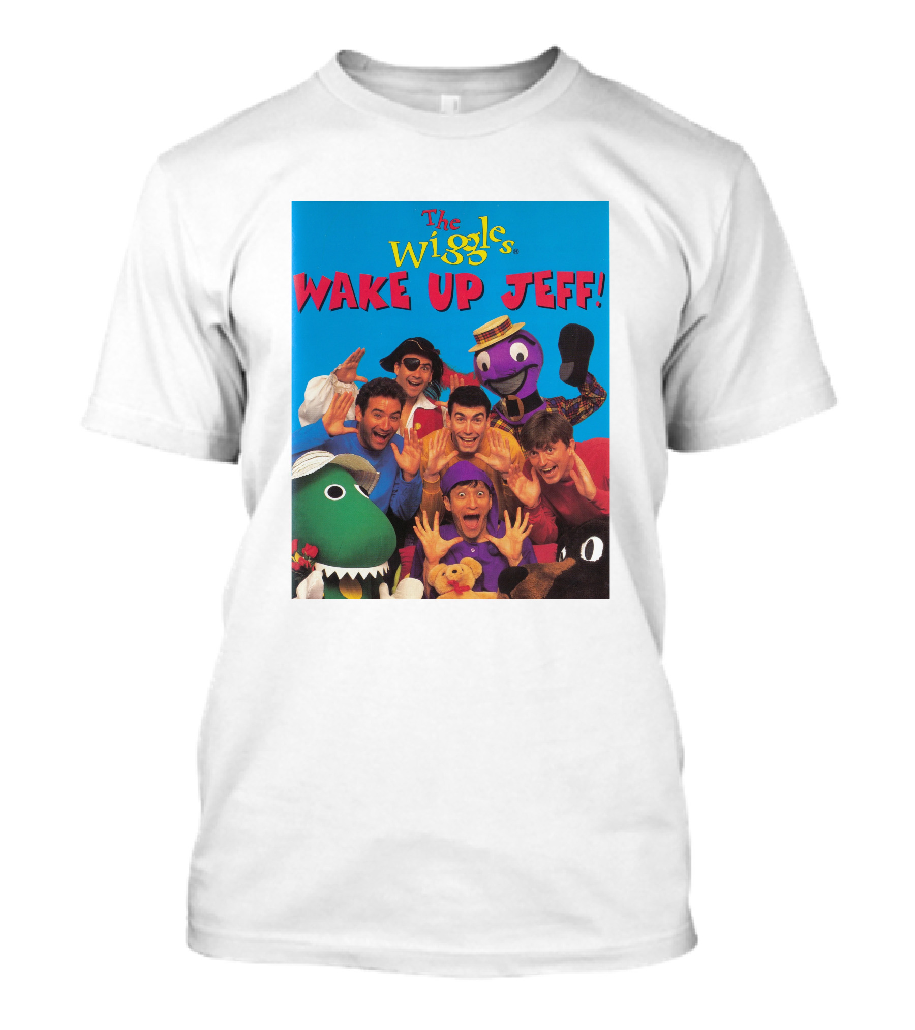 The Wiggles Wake Up Jeff Characters And Colorful Friends Fun Scene T-Shirt