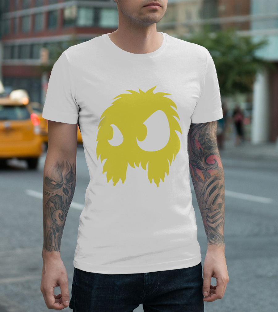 Mcq Monster Flock Mew Yellow Furry Creature Face T-Shirt