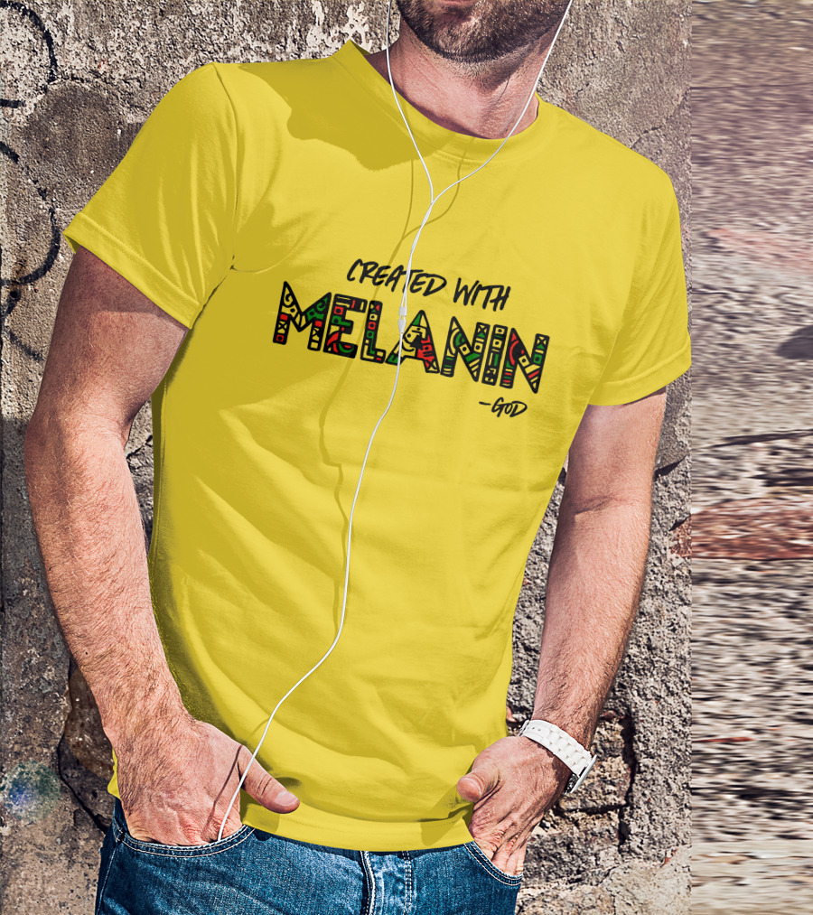 Created With Melanin God African Pattern Empowerment T-Shirt