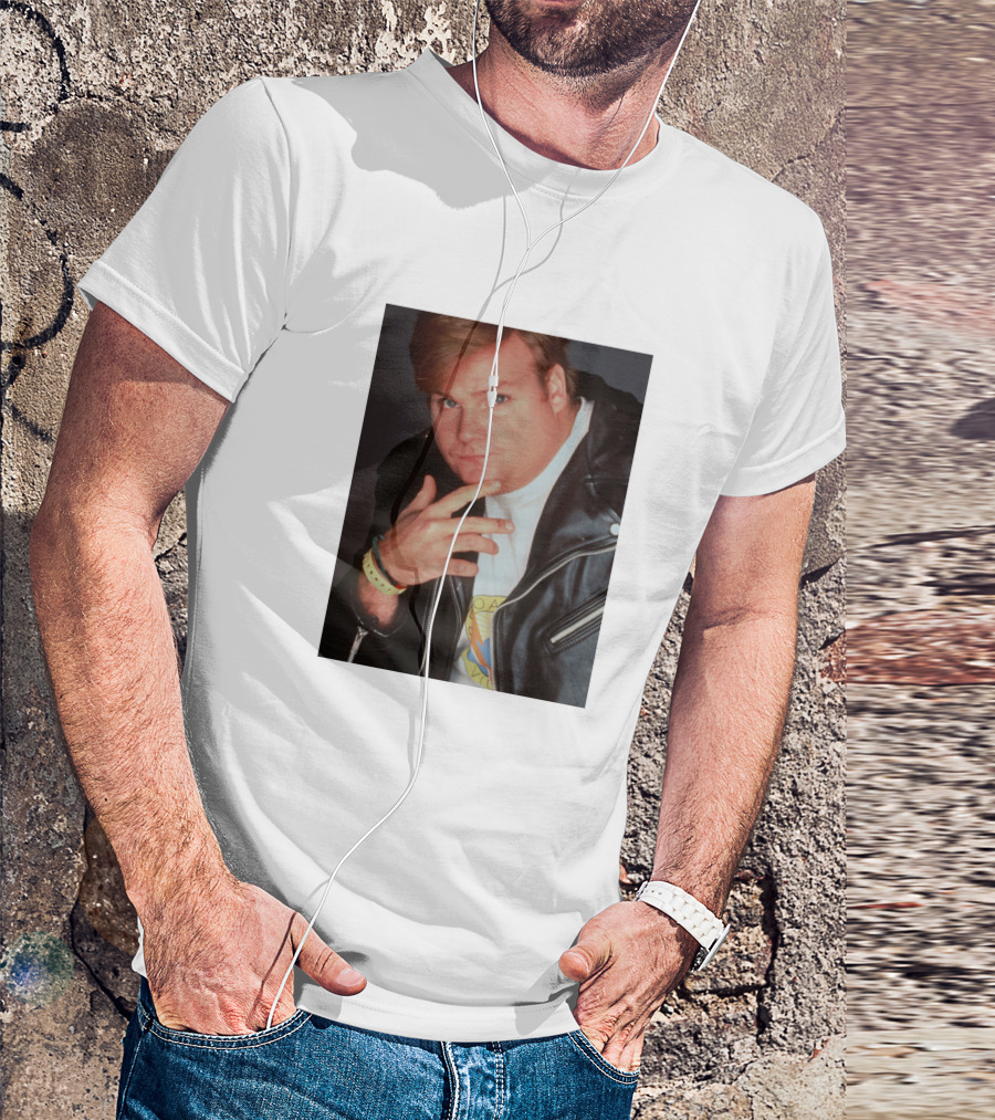 Kid Cudi SNL Chris Farley Photo Leather Jacket Pose T-Shirt