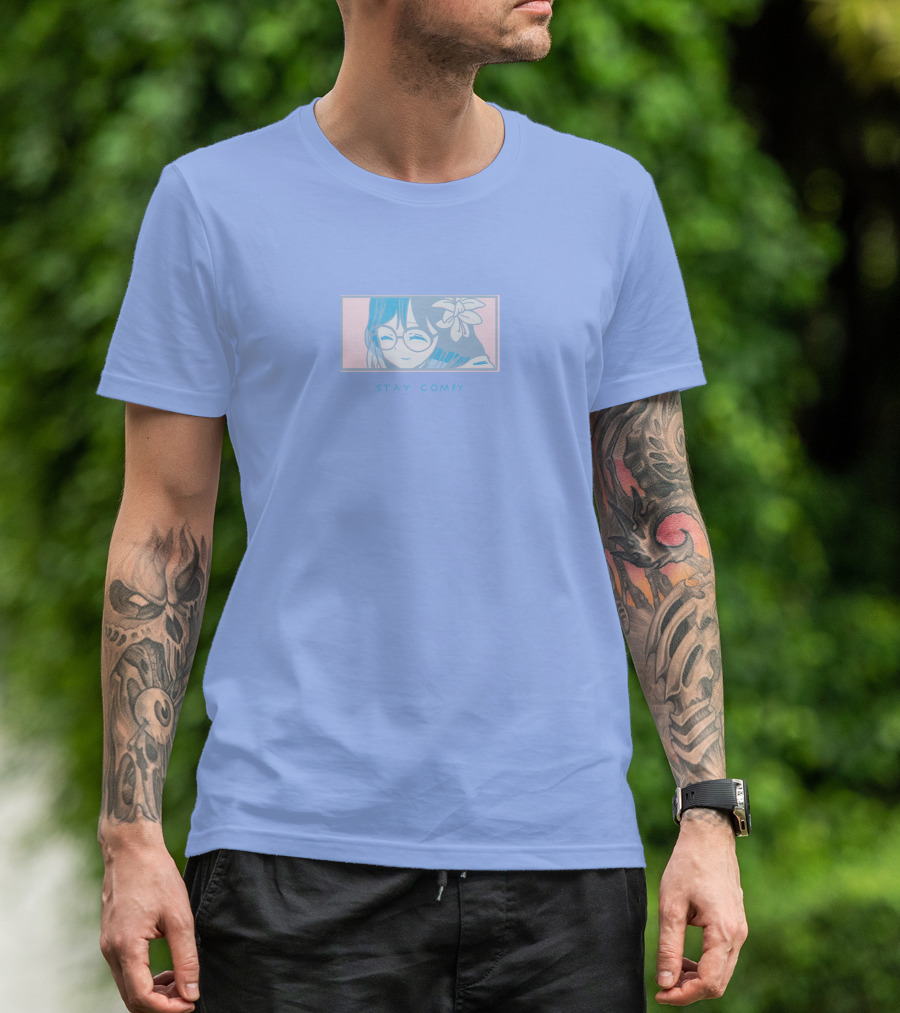 Stay Comfy Lilypichu Merch Window Blue T-Shirt