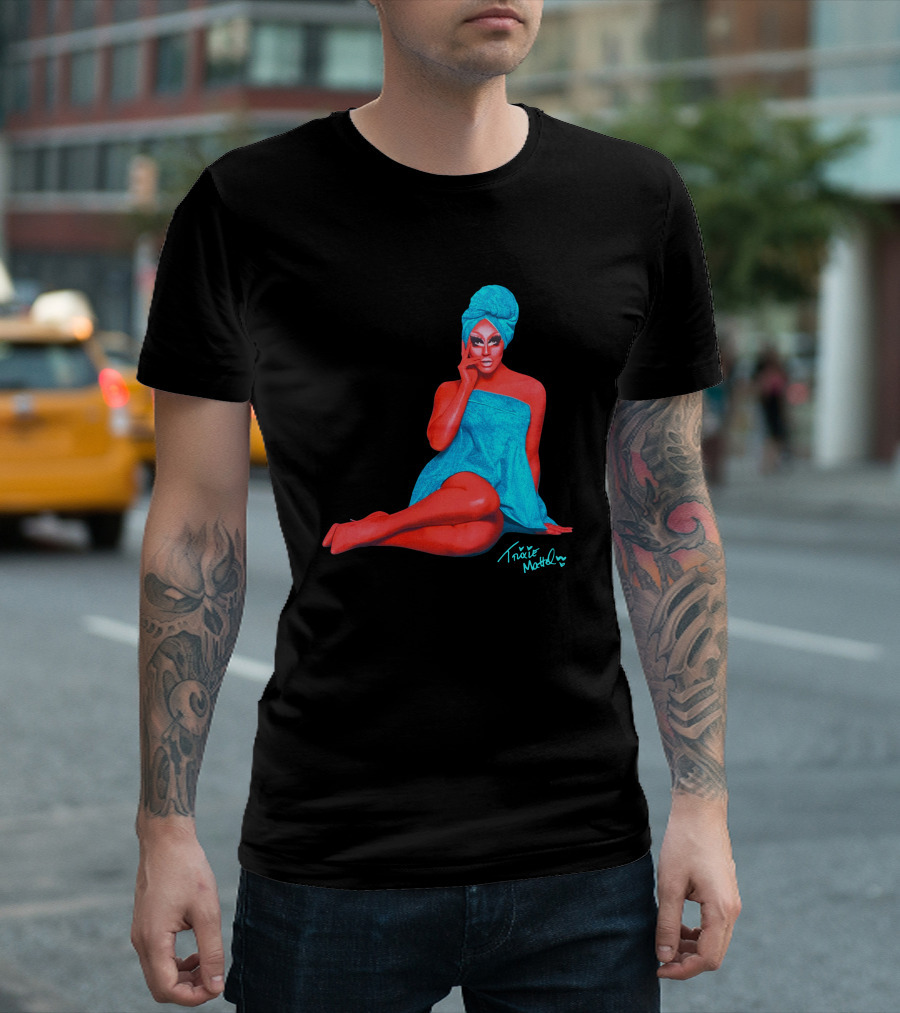 Trixie Mattel Merch Full Coverage Blue Towel And Turban Iconic Pose T-Shirt