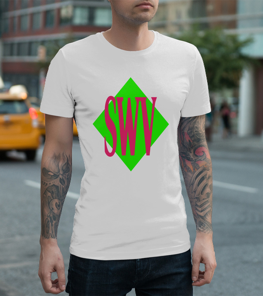 SWV Logo Neon Diamond Pink Green T-Shirt