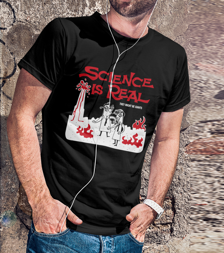 Science Is Real They Might Be Giants Volcanic Cartoon Scene T-Shirt