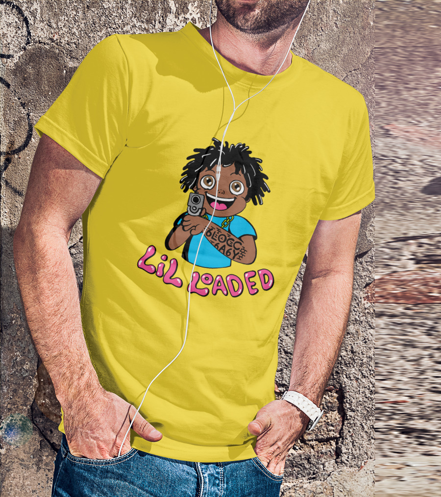 Lil Loaded Cartoon Character With Tattoo And Toy Gun T-Shirt