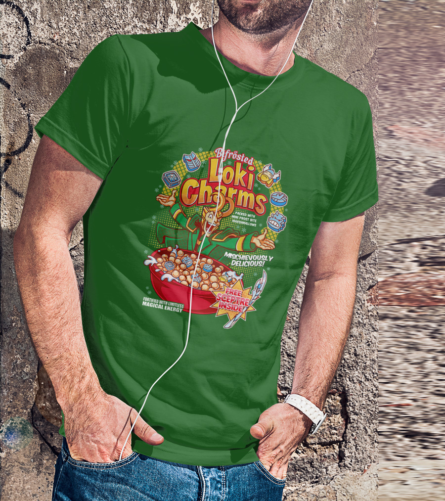 Bifrosted Loki Charms Mischievously Delicious Free Sceptre Inside Fortified With Limitless Magical Energy T-Shirt