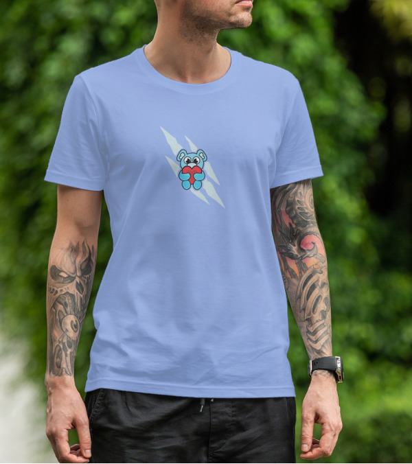 Wallibear Heart Blue Bear Holding Red Heart T-Shirt