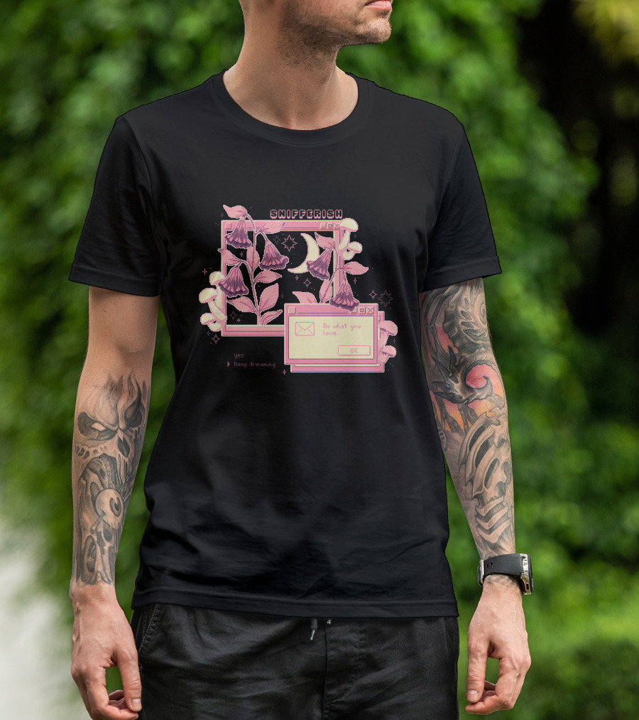 Snifferish Do What You Love Keep Dreaming Floral Pixel T-Shirt