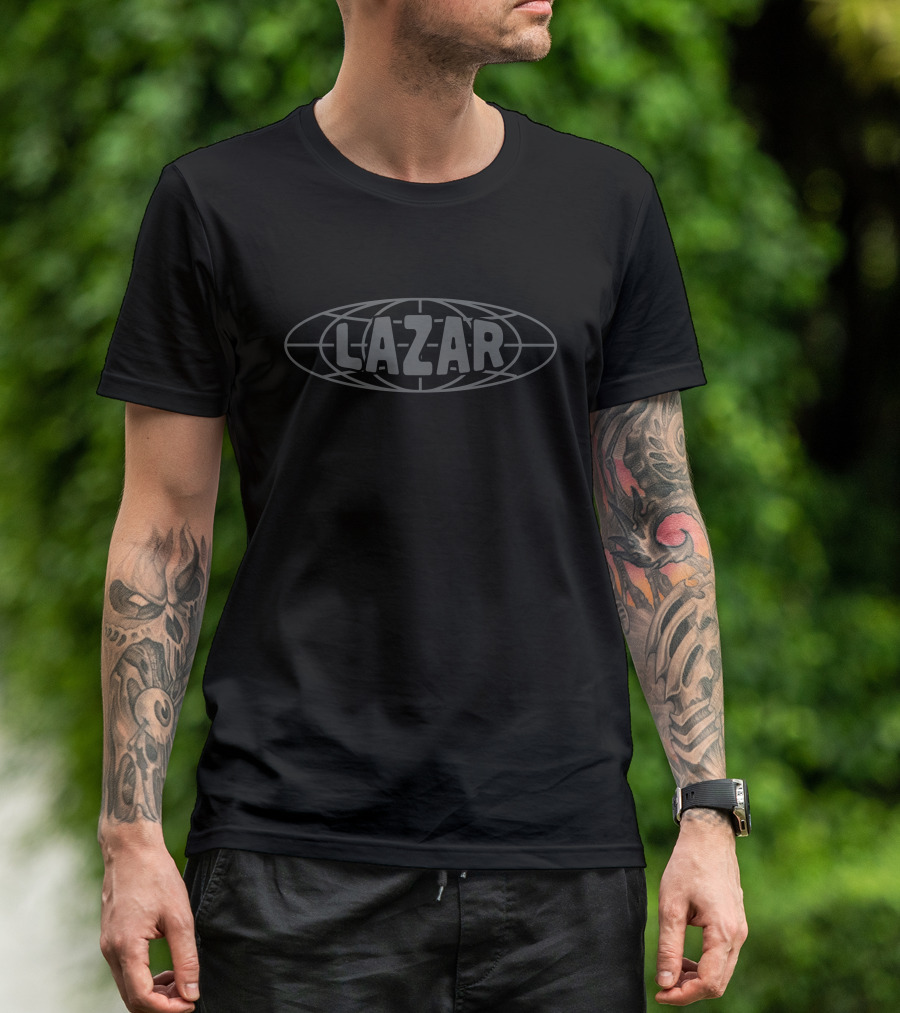 Lazarbeam Merch Globe LAZAR Oval Emblem T-Shirt