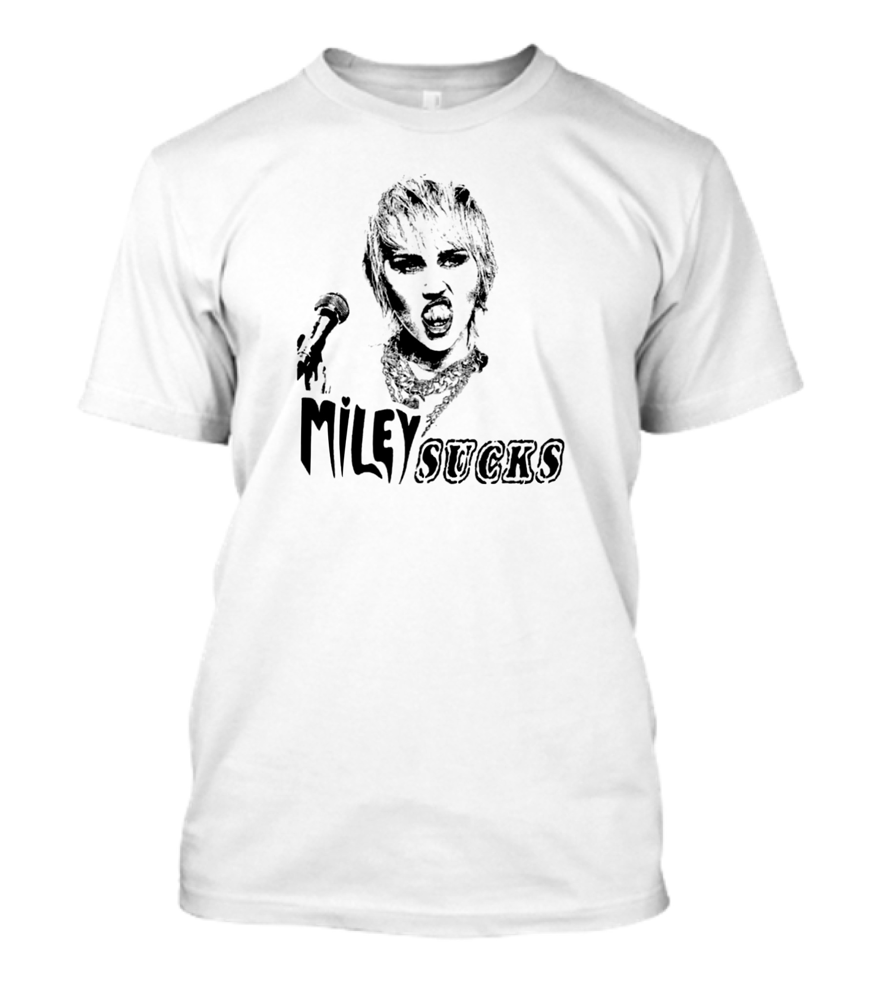 Miley Ray Cyrus Shop Merch Miley Sucks Microphone Performance T-Shirt
