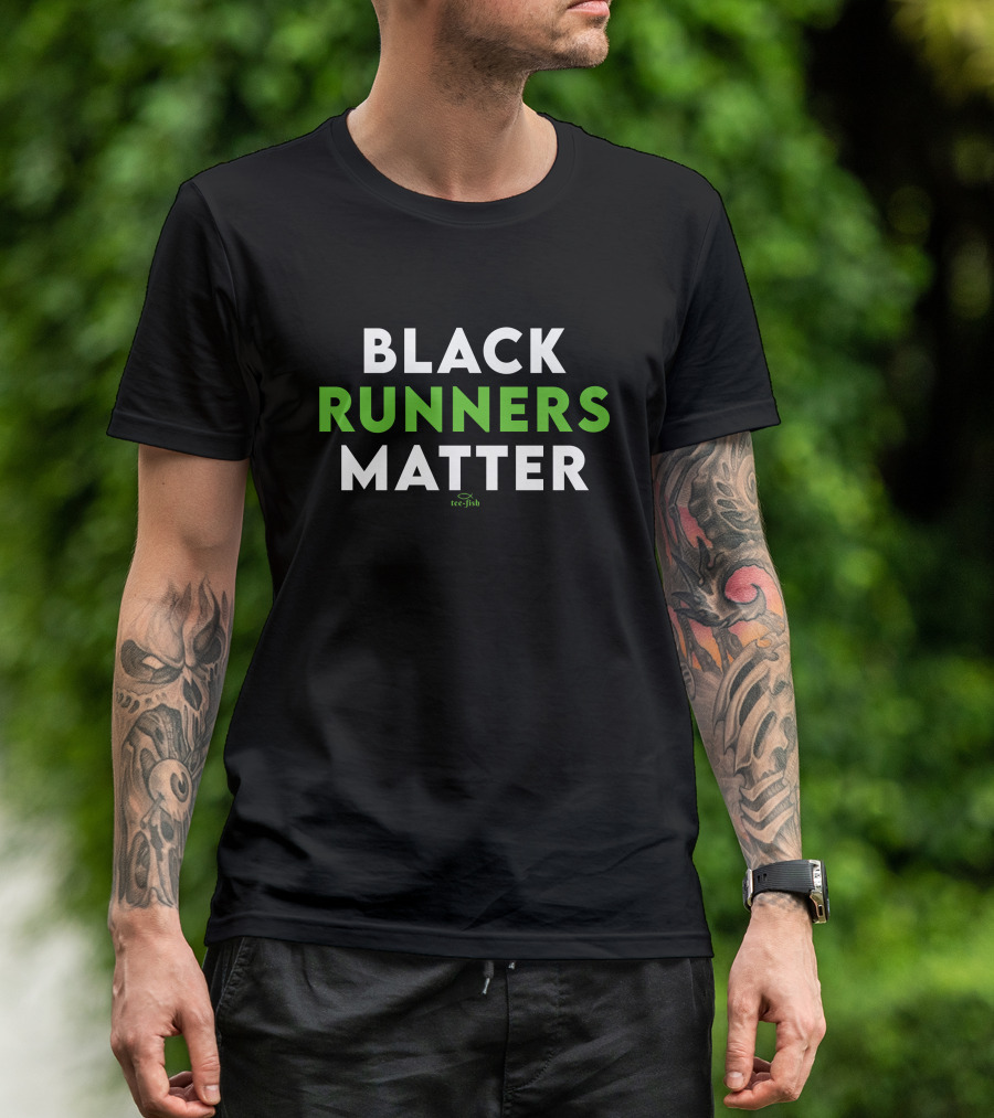 Teefish Black Runners Matter Milwaukee Focused Fitness Community Message T-Shirt