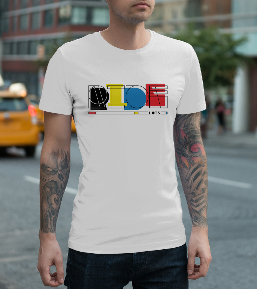 Ride Lots Geometric Multi Color Design Bicycling Shop T-Shirt