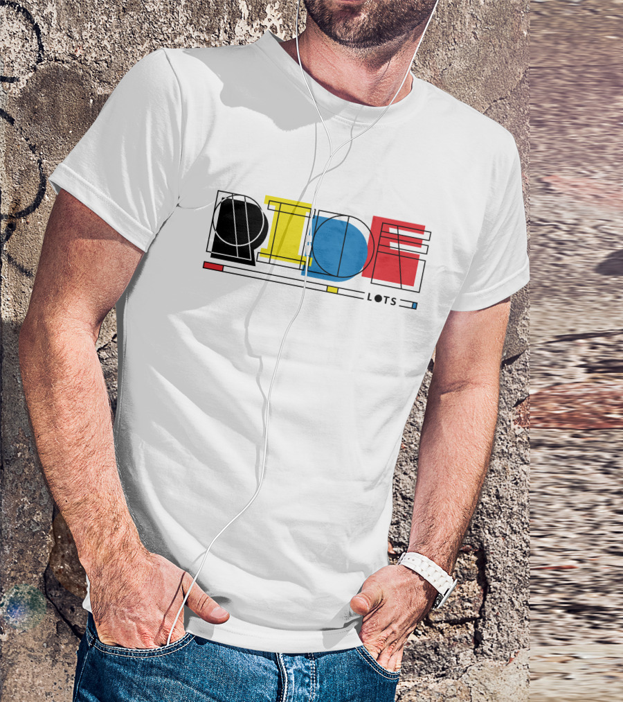 Ride Lots Geometric Multi Color Design Bicycling Shop T-Shirt