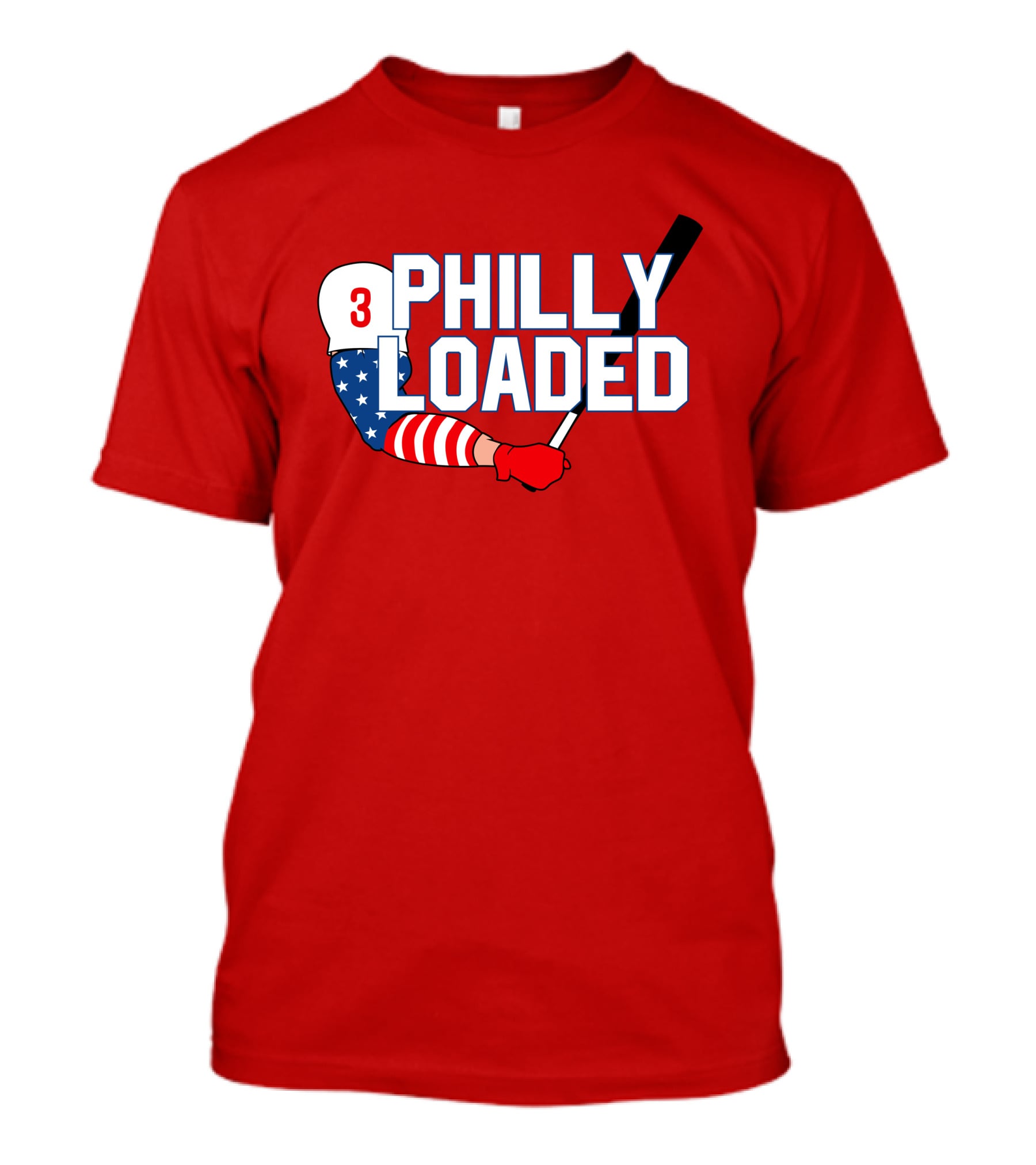 Philly Loaded Baseball American Flag Arm T-Shirt