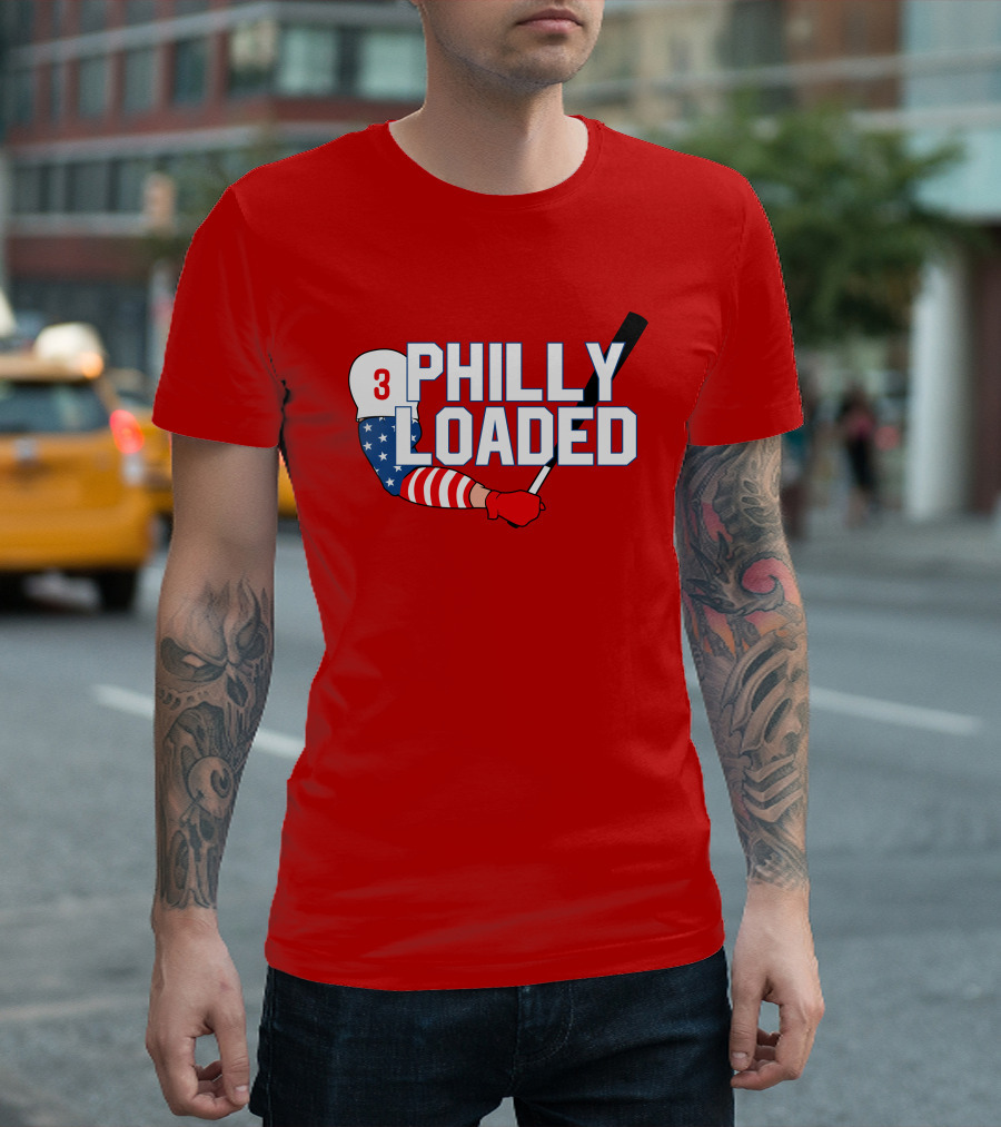 Philly Loaded Baseball American Flag Arm T-Shirt