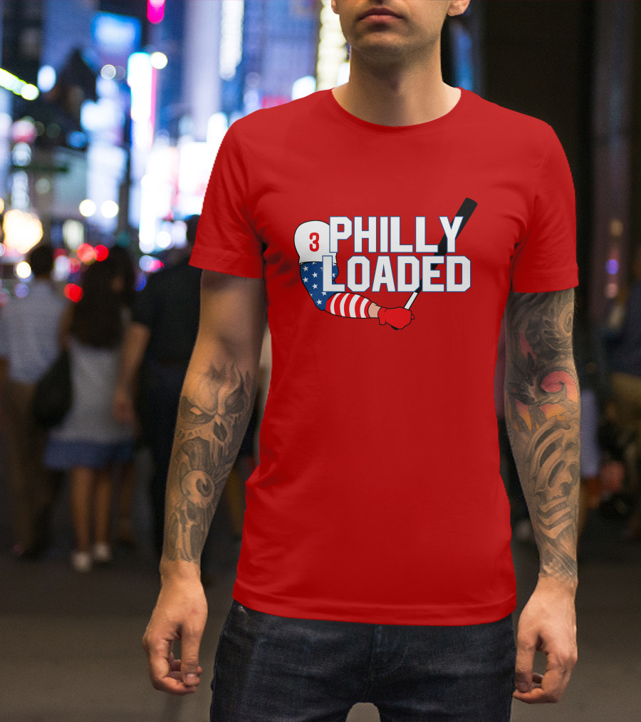 Philly Loaded Baseball American Flag Arm T-Shirt