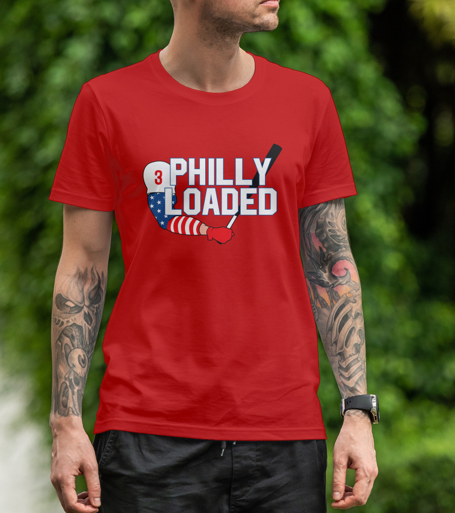 Philly Loaded Baseball American Flag Arm T-Shirt