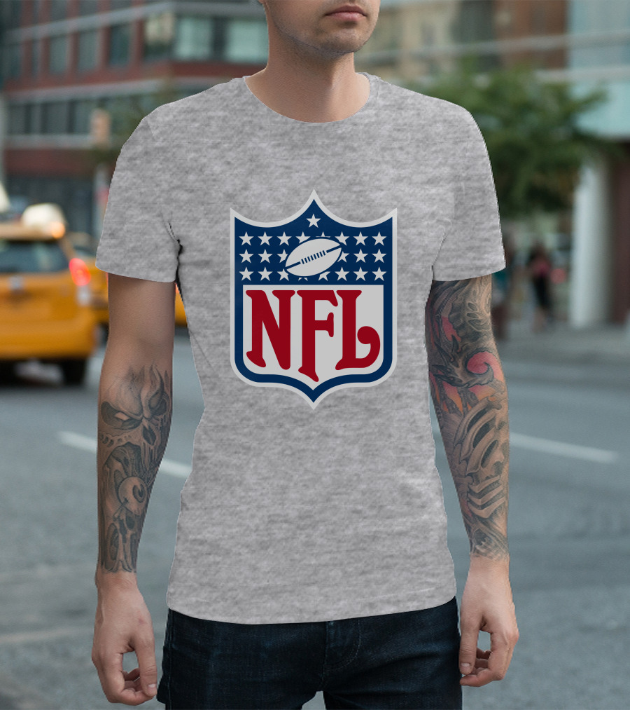 Annie Agar NFL Meeting Football Shield T-Shirt