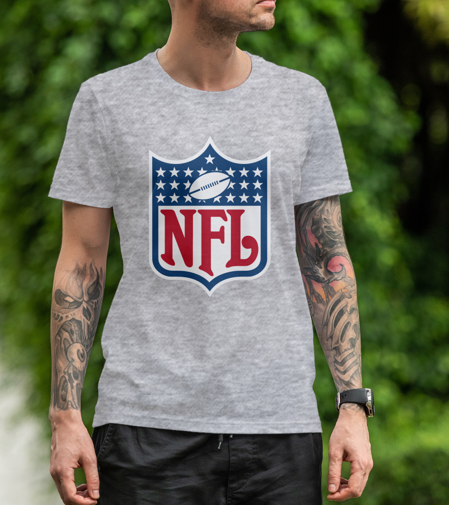 Annie Agar NFL Meeting Football Shield T-Shirt