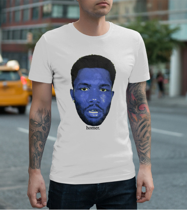 Frank Ocean Homer Bebe Boy Blue Face Typography T-Shirt