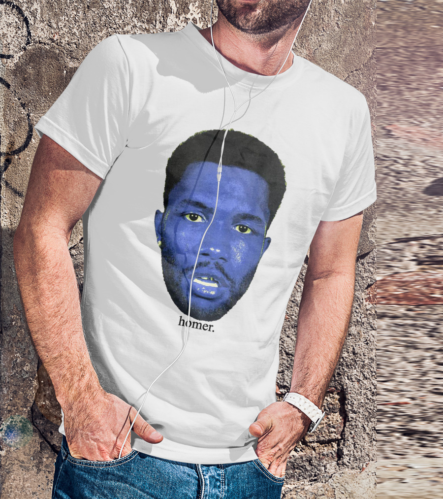 Frank Ocean Homer Bebe Boy Blue Face Typography T-Shirt