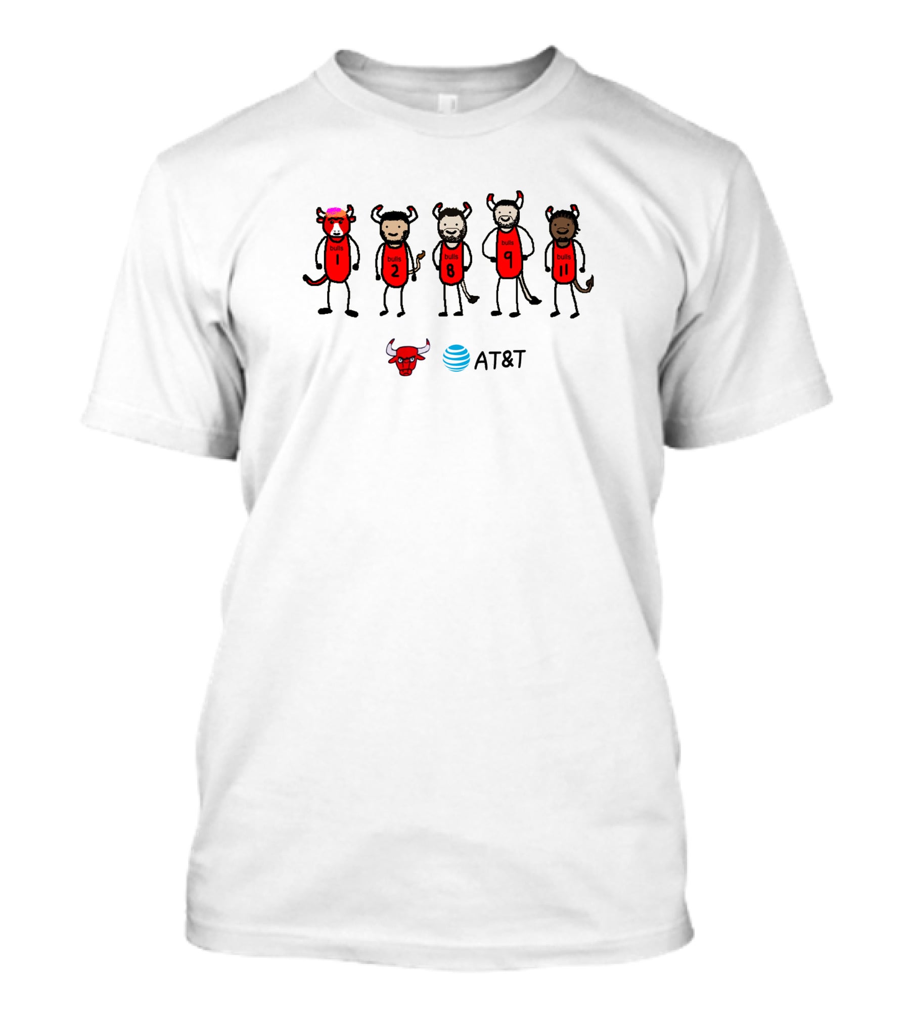 Chicago Bulls AT&T Cartoon Bulls Players 12389 11 T-Shirt
