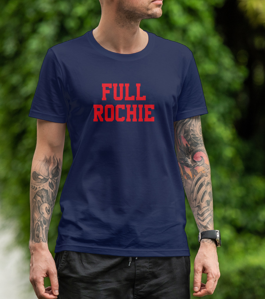 Dan Roche Full Rochie Bold Red Text On Dark Blue T-Shirt