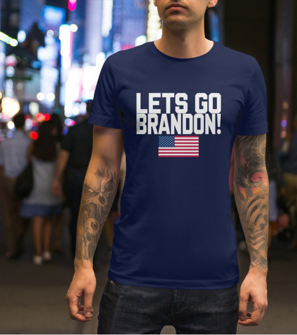 Lets Go Brandon Marine Veteran American Flag T-Shirt