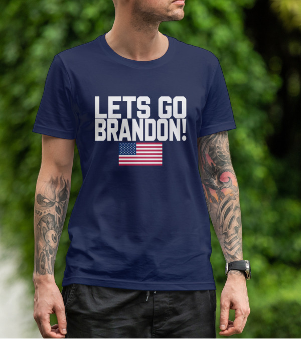 Lets Go Brandon Marine Veteran American Flag T-Shirt