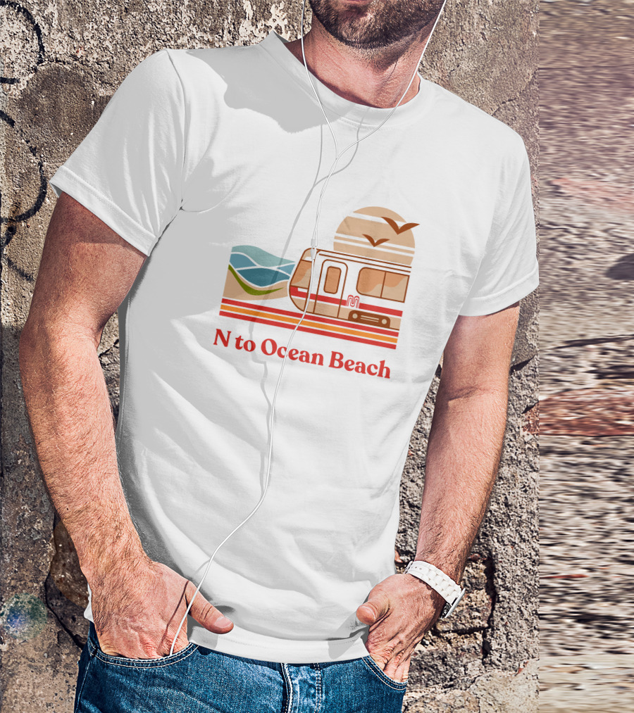 N To Ocean Beach San Francisco Tram Chris Arvin T-Shirt